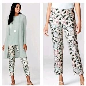 J. Jill Pants Women's S Linen Stretch Floral Tapered Leg crop Mid Rise Pants NWT